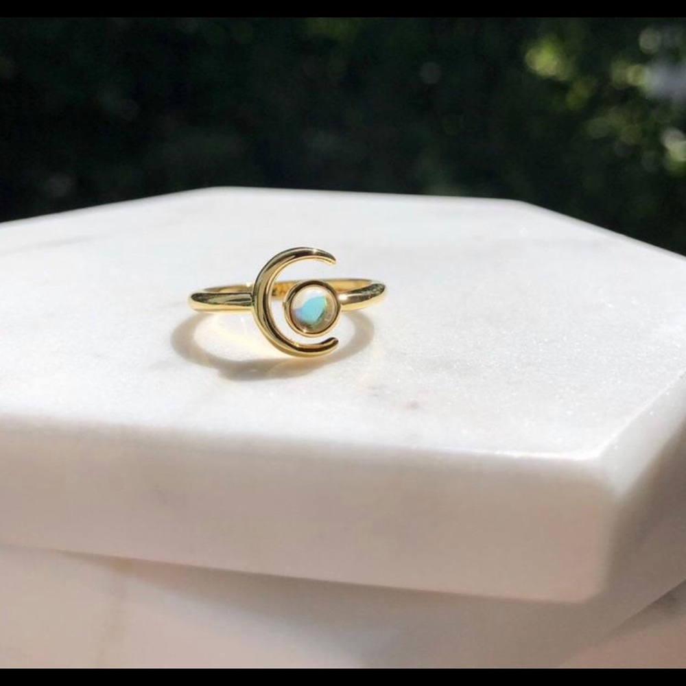 Boutique Opal Halfmoon Adjustable Ring